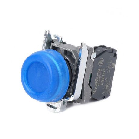 Кнопка модульная SB4 в сборе 22мм выступающая с возвратом металл 1НО син. SE SB4BP61 APC