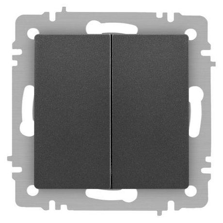 Переключатель Intro Accent 6-107-07 двойной, 10А-250В, IP20, СУ, AL/CU, графит | Б0063568 ЭРА