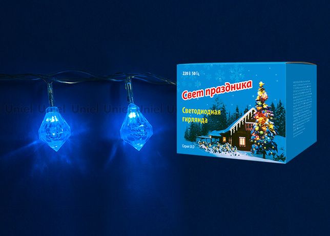 Гирлянда светодиодная «Бриллианты» с контроллером ULD-S0280-020/DTA BLUE IP20 DIAMONDS 2,8м. 20 диодов. синий свет. шнур прозр. | 07922 Uniel