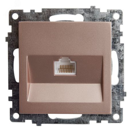 Розетка компьютерная 1-местная RJ-45 (механизм), серия Катрин, GLS00-7107-02, шампань | 39599 STEKKER FERON