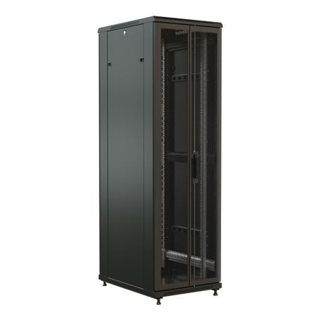 Шкаф напольный 19-дюймовый 47U 2277x600х1200 мм ВхШхГ перед. и зад. распашные перфорированные двери 75% черный - 520229 WRLine