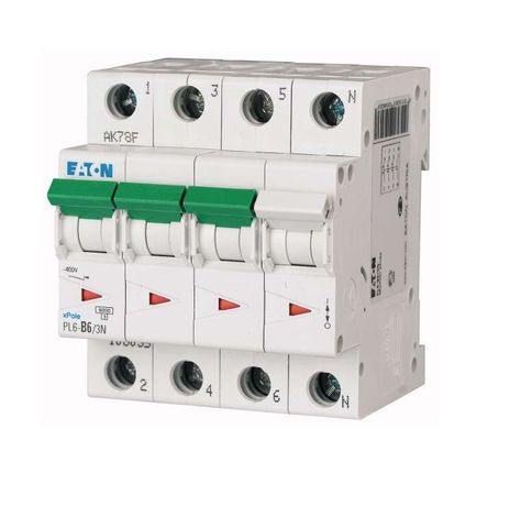 Выключатель автоматический 2А, кривая отключения С, 3+N полюс, отключающая способность 6 кА - 106905 EATON