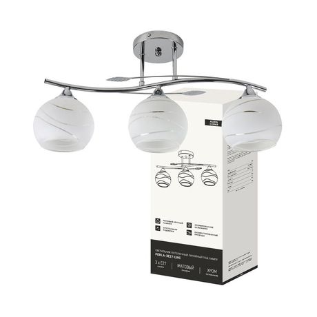 Светильник AURA PERLA-3Е27-LWC 3хE27 потолочн. линейный под лампу плафон матов.; хром IN HOME 4690612064543