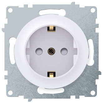 Механизм розетки 1-м СП Florence 16А IP20 с заземл. винт. контакты защ. шторки бел. 1E10101300 OneKeyElectro 2172764 ССТ