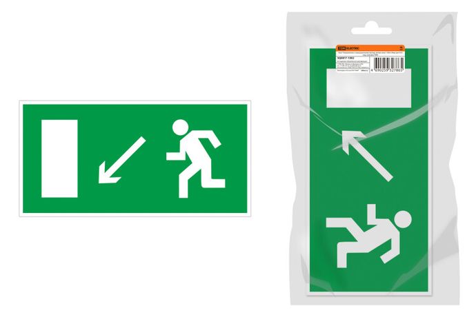 Знак "Направление к эвакуационному выходу налево вниз" 350х124мм для ССА инд. упаковка | SQ0817-1002 TDM