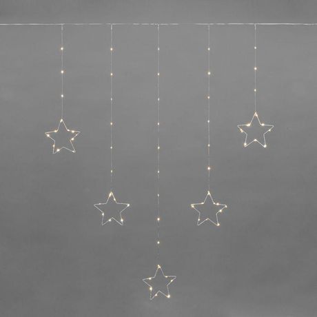 Гирлянда светодиодный занавес из росы с фигурами звезд IP20 USB + пульт управления тепл. бел. Neon-Night 315-846