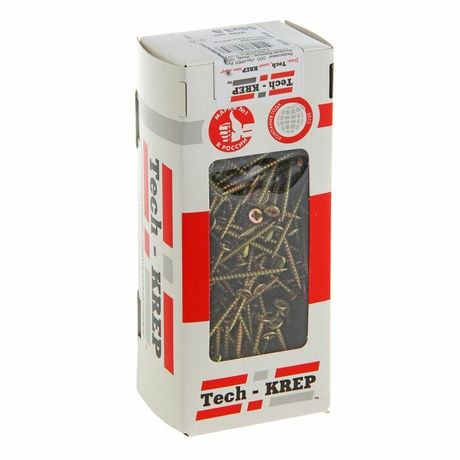 Шуруп универсальный 3,5х50 потайная головка, остроконечный, желтопассивированный (200шт) - коробка 102238 Tech-KREP