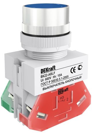 Выключатель кнопочный ABLF ВК-22 d22мм 220В син. DEKraft 25016DEK APC