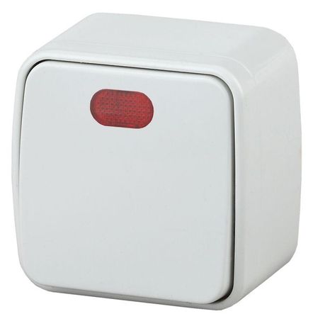 Выключатель одноклавишный наружный (открытой установки) с подсветкой белый 10А 250В винтовые зажимы Intro Polo 3-102-01 - Б0036093 ЭРА