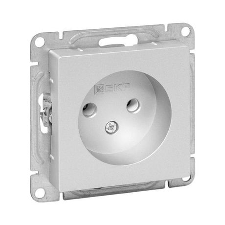 Механизм розетки, 16А, без заземления, шторок, алюминий Эпика EKF | UP1-SOA-100