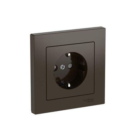 Розетка AtlasDesign 16А с заземл. защ. шторки быстрозажим. клем. в сборе мокко SE ATN000644S APC