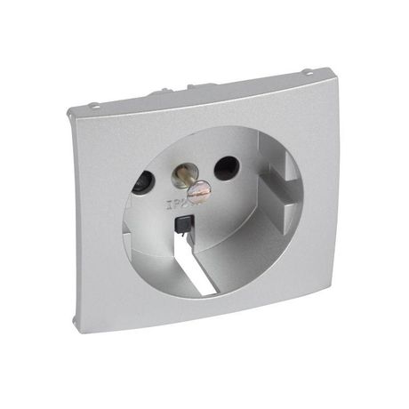 Лицевая панель для розетки с заземлением защитными шторками алюминий VALENA - 770257 Legrand