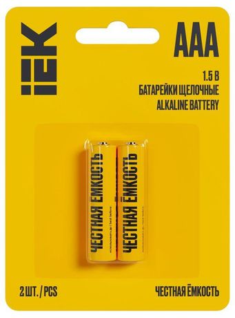 Батарейка щелочная Alkaline LR03/AAA (2шт/блистер) IEK - ABT-LR03-OP-L02