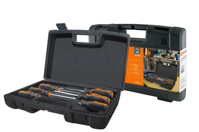 Набор отверток 6 шт.: SL:3x75;5x100;6x100, PH:0х75;1x100;2x100 (пласт. чемодан), CR-V "Алмаз" | SQ1013-0205 TDM