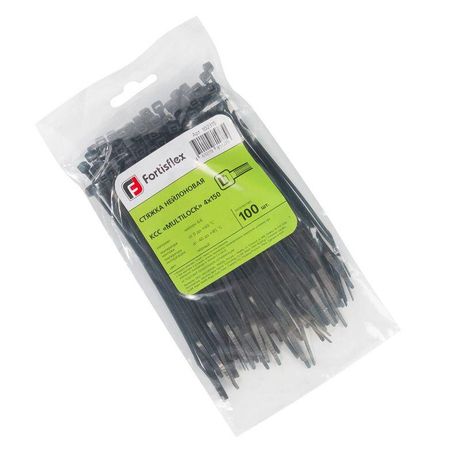 Стяжка нейлоновая КСС «MULTILOCK» 4х150 (черн) (100шт) | 102315 Fortisflex КВТ