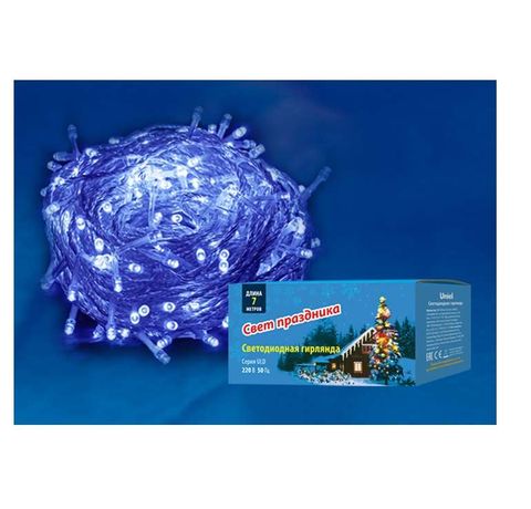 Гирлянда светодиодная с контроллером ULD-S0700-060/DTA BLUE IP20 7м. 60 диодов. синий свет. шнур прозр.. | UL-00005254 Uniel