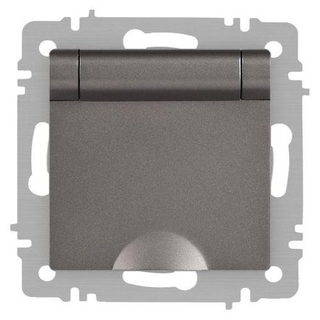 Розетка однофазная скрытого монтажа, в рамку с заземлением без шторок титан крышкой 16А 250В IP20 винтовые зажимы 6-203-09 Intro Accent - Б0063471 ЭРА