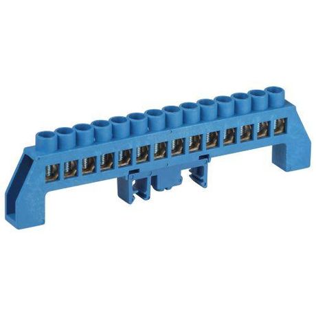 Шина NO-224-113 N ноль в комбинированном изоляторе на DIN-рейку ШНИ-8х12-14-Д-синий | Б0062953 ЭРА