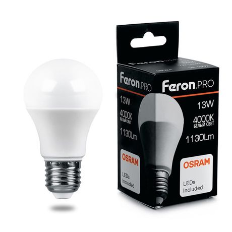 Лампа светодиодная .PRO LB-1013 Шар E27 13W 4000K OSRAM LED | 38033 Feron