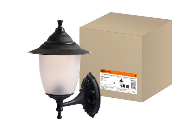 Светильник садово-парковый Прага Эл-11-71 60 Вт Е27 настенный вверх черный | SQ0330-0501 TDM