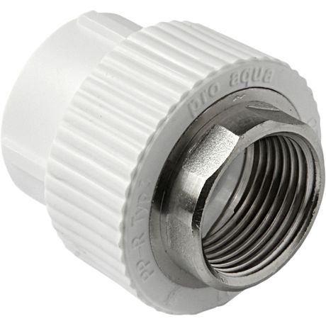 Муфта комбинированная 63 х 2' ВР под ключ полипропиленовая PPR белый - PA22524P PRO AQUA
