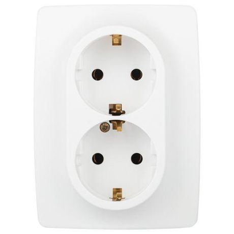 Розетка однофазная двойная скрытого монтажа, в рамку с заземлением без шторок белый матовый 16А 250В IP20 автоматические (безвинтовые) зажимы 12-2106-01М Эра 12 - Б0065721