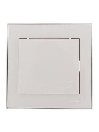 Розетка 1-м СП Rain с заземл. защ. крышкой керамика хром. боковой вставкой бел. LEZARD 703-0225-123