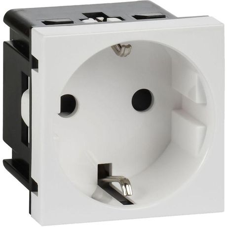 Розетка 2мод. 16А 250В 90град. с заземл. без защ. шторок винт. зажимы бел. ИЭК Leg 4521046 Daccord
