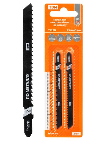 Пилки для электролобзика по металлу HSS 75х3 мм быстрый рез T127D 2 шт "Рубин" TDM | SQ1089-0211