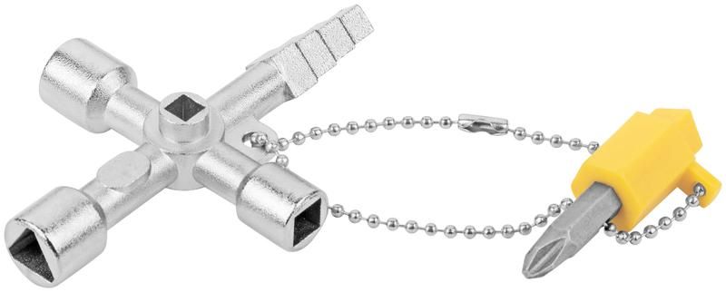 Ключ универсальный для электрошкафов 5-в-1, двусторонняя CrV бита PH2/SL7 - 60107 РОС