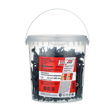 Саморез ШСГД 3,8х64 редкая резьба (1кг) - ведро | 125589 Tech-KREP