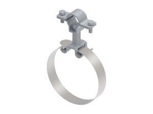 Трубный зажим с хомутом D-300 мм, для крепления (методом натяжения) держателей токоотводов высокого напряжения HVI. Материал - нержавеющая сталь. МА-952-Н304 Ostec 195952