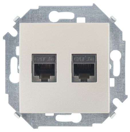 Механизм розетки комп. Simon15 2мод. RJ45 CAT.5E (AMP) шампань Simon 1591552-034