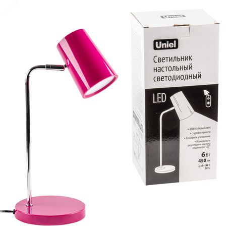 Светильник настольный светодиодный ULM-B600 6W/4500K/DIM RED 6Вт сенсорный выкл. диммер роз. ТМ Uniel UL-00010148