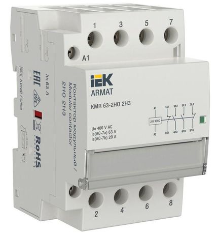 Контактор модульный KMR 63А 24В AC/DC 2НО 2НЗ ARMAT IEK AR-KMR20-063-22-024