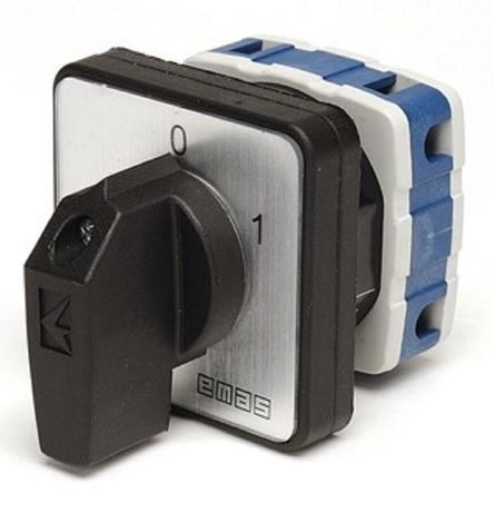 Переключатель двухпозиционный 40А (0-1) 60 градусов, 3 полюса, рамка 64х64 мм, 400В AC, IP54 - PSA040AK331S EMAS