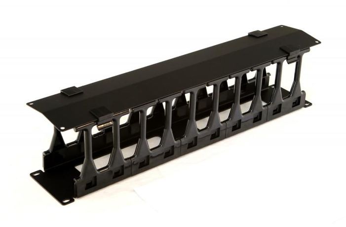 Организатор кабельный с крышкой глубина 106мм 19дюйм 2U CMF-2U-FPL106-MCOV-RAL9005 Hyperline 481519