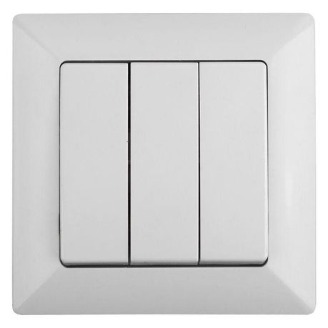 Выключатель тройной, 10А-250В, СУ, Solo, белый,4-106-01 - Б0043298 ЭРА
