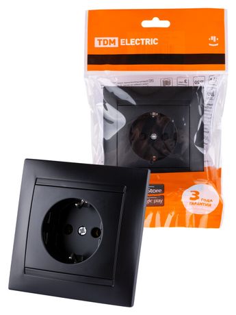 Розетка 2П+З 16А 250В с защ. шт. графит "Лама" | SQ1815-0611 TDM