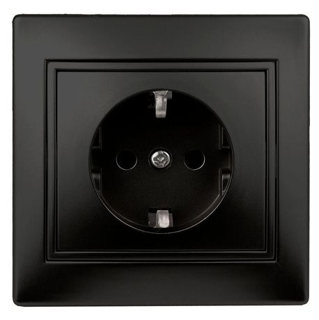 Розетка однофазная скрытого монтажа, в рамку с заземлением со шторками антрацит 16А 250В IP20 1-206-05 Intro Plano - Б0053928 ЭРА