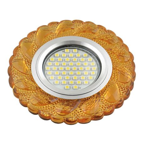 Светильник декор.встр Luciole DLS-L147 GU5.3 GLASSY/GOLD доп.LED подсветка 3Вт, стекл,зерк./светло-желтый. | UL-00003897 Fametto