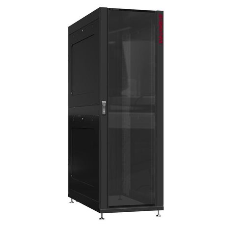 Шкаф серверный 45U 800х1070 передняя дверь: стекло IP41. задняя одностворчатая глухой металл IP51. боковые панели: металл. цвет: черный RAL9005 - NS 8145.9121 SYSMATRIX