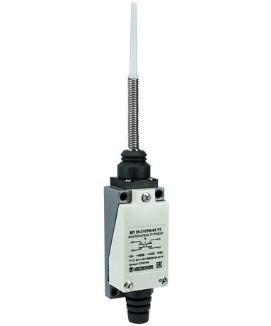 Выключатель путевой ВП 25-2107М-65 У2 1НО+1НЗ 3А IP65 рычаг пружинный с пластик. наконечником безинерционный 21х56мм Электротехник ET007244