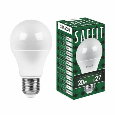 Лампа светодиодная SBA6020 20W 4000K 230V E27 A60 | 55014 SAFFIT FERON