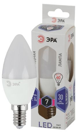 Лампа светодиодная LED 7 Вт 560Лм 6000К свеча холодный E14 170-265В B35-7W-860-E14 Standart - Б0031400 ЭРА
