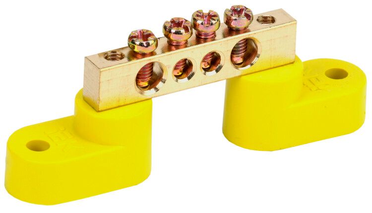 Шина PE "земля" на двух угловых изоляторах ШНИ-6х9-4-У2-Ж | YNN10-69-4C2-K05 IEK