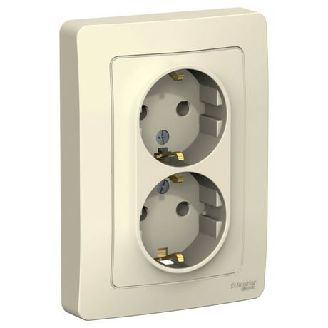 Розетка 2-м СП Blanca 16А IP20 250В с заземл. без защ. шторок молоч. SE BLNRS001022 APC