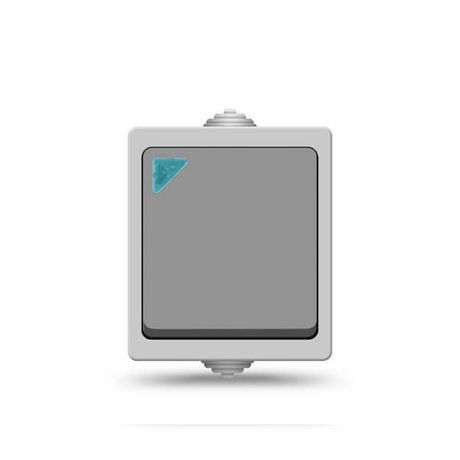 Выключатель Аллегро 1 клавиша с подсветкой IP54 серый - 1278 Союз