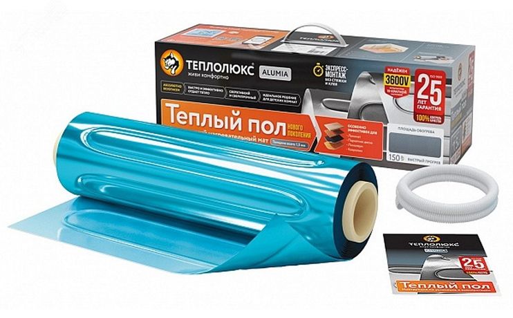 Мат нагревательный для электрического теплого пола Alumia 1.5 кв.м 225 Вт - 100035685700 Теплолюкс