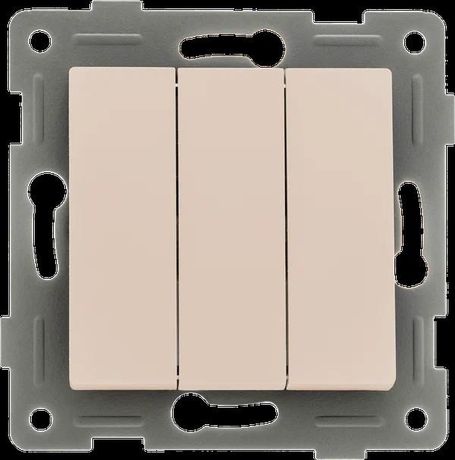 Выключатель трехклавишный Ugra, механизм, 10А, 250В, бежевый - С11В3-003 GUSI